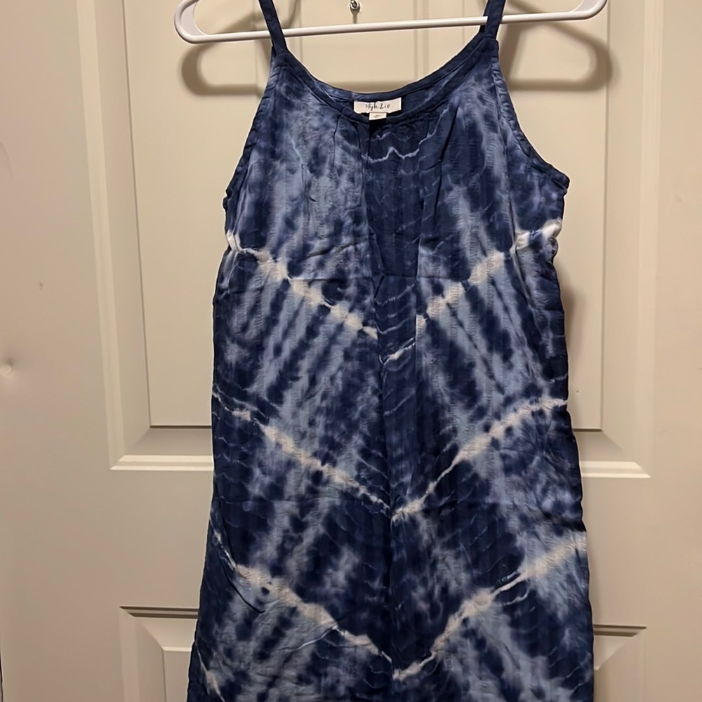 Style & Co. midi dress, tie-dye, ruffle hem 
Petite M, 100% cotton, Machine wash
